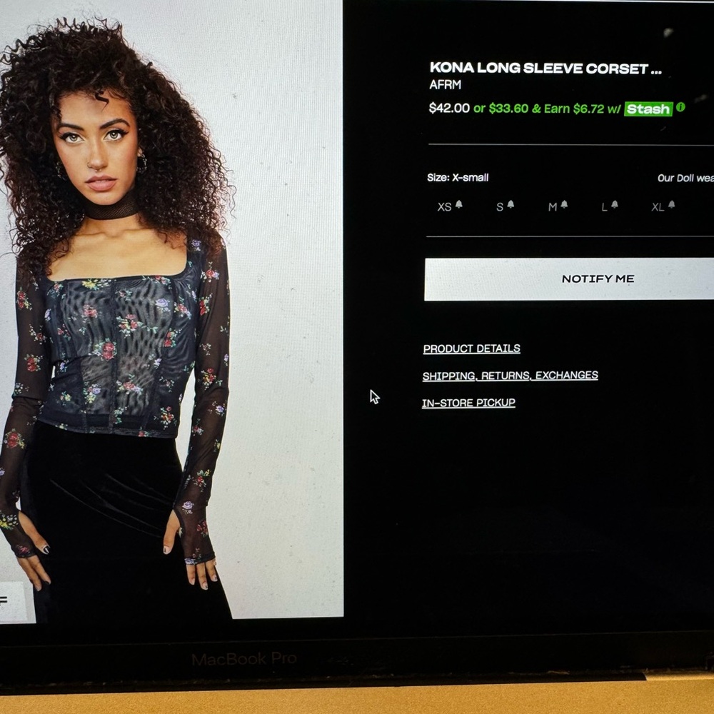 AFRM Kona long sleeve corset xsmall. Gorgeous on!